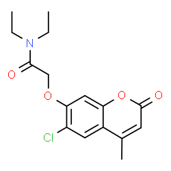 ChemSpider 2D Image | 2-(6-Chloro-4-methyl-2-oxo-2H-chromen-7-yloxy)-N,N-diethyl-acetamide | C16H18ClNO4