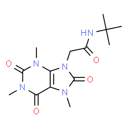 ChemSpider 2D Image | N-tert-butyl-2-(1,3,7-trimethyl-2,6,8-trioxo-1,2,3,6,7,8-hexahydro-9H-purin-9-yl)acetamide | C14H21N5O4