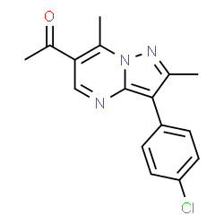 ChemSpider 2D Image | 1-[3-(4-Chlorophenyl)-2,7-dimethylpyrazolo[1,5-a]pyrimidin-6-yl]ethanone | C16H14ClN3O
