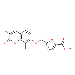 ChemSpider 2D Image | Methyl 5-{[(3,4,8-trimethyl-2-oxo-2H-chromen-7-yl)oxy]methyl}-2-furoate | C19H18O6
