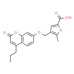 ChemSpider 2D Image | 5-Methyl-4-{[(2-oxo-4-propyl-2H-chromen-7-yl)oxy]methyl}-2-furoic acid | C19H18O6