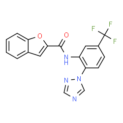 ChemSpider 2D Image | N-[2-(1H-1,2,4-Triazol-1-yl)-5-(trifluoromethyl)phenyl]-1-benzofuran-2-carboxamide | C18H11F3N4O2