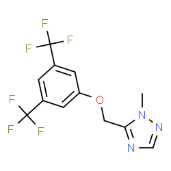 ChemSpider 2D Image | 5-{[3,5-Bis(trifluoromethyl)phenoxy]methyl}-1-methyl-1H-1,2,4-triazole | C12H9F6N3O