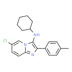 ChemSpider 2D Image | (6-Chloro-2-p-tolyl-imidazo[1,2-a]pyridin-3-yl)-cyclohexyl-amine | C20H22ClN3