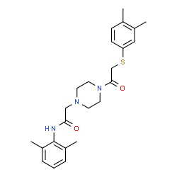 ChemSpider 2D Image | N-(2,6-Dimethylphenyl)-2-(4-{[(3,4-dimethylphenyl)sulfanyl]acetyl}-1-piperazinyl)acetamide | C24H31N3O2S