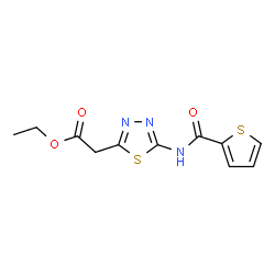ChemSpider 2D Image | Ethyl {5-[(2-thienylcarbonyl)amino]-1,3,4-thiadiazol-2-yl}acetate | C11H11N3O3S2