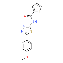 ChemSpider 2D Image | N-[5-(4-Methoxyphenyl)-1,3,4-thiadiazol-2-yl]-2-thiophenecarboxamide | C14H11N3O2S2