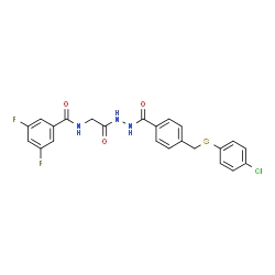 ChemSpider 2D Image | N-{2-[2-(4-{[(4-Chlorophenyl)sulfanyl]methyl}benzoyl)hydrazino]-2-oxoethyl}-3,5-difluorobenzamide (non-preferred name) | C23H18ClF2N3O3S