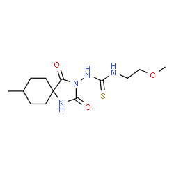 ChemSpider 2D Image | 1-(2-Methoxyethyl)-3-(8-methyl-2,4-dioxo-1,3-diazaspiro[4.5]dec-3-yl)thiourea | C13H22N4O3S