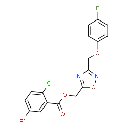 ChemSpider 2D Image | {3-[(4-Fluorophenoxy)methyl]-1,2,4-oxadiazol-5-yl}methyl 5-bromo-2-chlorobenzoate | C17H11BrClFN2O4