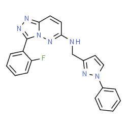ChemSpider 2D Image | 3-(2-Fluorophenyl)-N-[(1-phenyl-1H-pyrazol-3-yl)methyl][1,2,4]triazolo[4,3-b]pyridazin-6-amine | C21H16FN7