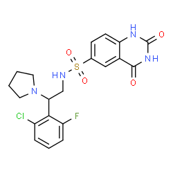 ChemSpider 2D Image | N-[2-(2-Chloro-6-fluorophenyl)-2-(1-pyrrolidinyl)ethyl]-2,4-dioxo-1,2,3,4-tetrahydro-6-quinazolinesulfonamide | C20H20ClFN4O4S