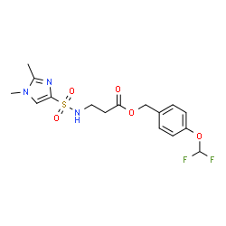 ChemSpider 2D Image | 4-(Difluoromethoxy)benzyl N-[(1,2-dimethyl-1H-imidazol-4-yl)sulfonyl]-beta-alaninate | C16H19F2N3O5S