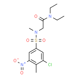 ChemSpider 2D Image | N~2~-[(3-Chloro-4-methyl-5-nitrophenyl)sulfonyl]-N,N-diethyl-N~2~-methylglycinamide | C14H20ClN3O5S