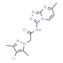 ChemSpider 2D Image | 2-(4-Chloro-3,5-dimethyl-1H-pyrazol-1-yl)-N-(7-methyl[1,2,4]triazolo[4,3-a]pyrimidin-3-yl)acetamide | C13H14ClN7O