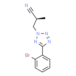 ChemSpider 2D Image | (2S)-3-[5-(2-Bromophenyl)-2H-tetrazol-2-yl]-2-methylpropanenitrile | C11H10BrN5