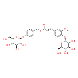 ChemSpider 2D Image | 4-(beta-D-Glucopyranosyloxy)benzyl (2E)-3-[4-(beta-D-glucopyranosyloxy)-3-methoxyphenyl]acrylate | C29H36O15