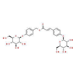 ChemSpider 2D Image | 4-(beta-D-Glucopyranosyloxy)benzyl (2E)-3-[4-(beta-D-glucopyranosyloxy)phenyl]acrylate | C28H34O14