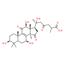 ChemSpider 2D Image | (3beta,5xi,7beta,12beta)-3,7,12,20-Tetrahydroxy-11,15,23-trioxolanost-8-en-26-oic acid | C30H44O9