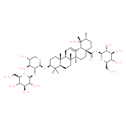 ChemSpider 2D Image | 1-O-[(3beta)-3-{[2-O-(beta-D-Glucopyranosyl)-beta-D-xylopyranosyl]oxy}-19-hydroxy-28-oxours-12-en-28-yl]-beta-D-glucopyranose | C47H76O18