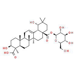 ChemSpider 2D Image | 1-O-[(3beta,19alpha)-3,19,24-Trihydroxy-24,28-dioxoolean-12-en-28-yl]-beta-D-glucopyranose | C36H56O11