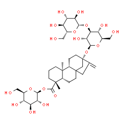 ChemSpider 2D Image | 1-O-[(5beta,9beta,10alpha,13alpha)-13-{[3-O-(beta-D-Glucopyranosyl)-beta-D-glucopyranosyl]oxy}-18-oxokaur-16-en-18-yl]-beta-D-glucopyranose | C38H60O18