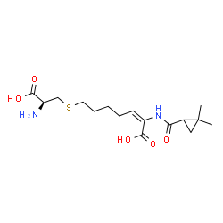 ChemSpider 2D Image | (2E)-7-{[(2S)-2-Amino-2-carboxyethyl]sulfanyl}-2-{[(2,2-dimethylcyclopropyl)carbonyl]amino}-2-heptenoic acid | C16H26N2O5S