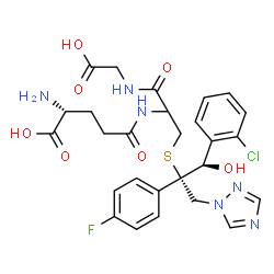 ChemSpider 2D Image | D-gamma-Glutamyl-S-[(1R,2S)-1-(2-chlorophenyl)-2-(4-fluorophenyl)-1-hydroxy-3-(1H-1,2,4-triazol-1-yl)-2-propanyl]cysteinylglycine | C27H30ClFN6O7S
