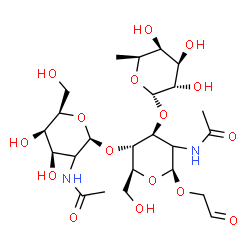 ChemSpider 2D Image | 2-Oxoethyl (2xi)-2-acetamido-2-deoxy-beta-D-lyxo-hexopyranosyl-(1->4)-[6-deoxy-alpha-L-galactopyranosyl-(1->3)]-(2xi)-2-acetamido-2-deoxy-beta-L-arabino-hexopyranoside | C24H40N2O16