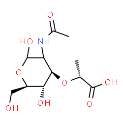 ChemSpider 2D Image | (2xi)-2-Acetamido-3-O-[(1R)-1-carboxyethyl]-2-deoxy-D-arabino-hexopyranose | C11H19NO8