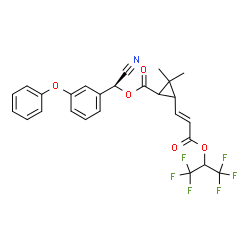 ChemSpider 2D Image | (S)-Cyano(3-phenoxyphenyl)methyl 3-{(1E)-3-[(1,1,1,3,3,3-hexafluoro-2-propanyl)oxy]-3-oxo-1-propen-1-yl}-2,2-dimethylcyclopropanecarboxylate | C26H21F6NO5