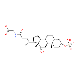 ChemSpider 2D Image | N-[(3alpha,5beta,12beta)-12-Hydroxy-24-oxo-3-(sulfooxy)cholan-24-yl]glycine | C26H43NO8S