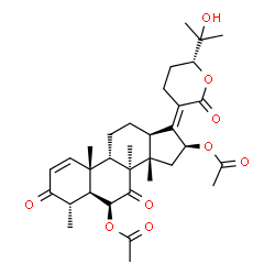 ChemSpider 2D Image | 6β,16β-diacetoxy-25-hydroxy-3,7-dioxo-29-nordammara-1,17(20)-dien-21,24-lactone | C33H44O9