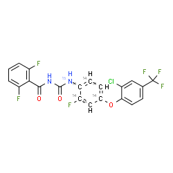 ChemSpider 2D Image | N-[{4-[2-Chloro-4-(trifluoromethyl)phenoxy]-2-fluoro(~14~C_6_)phenyl}(~15~N)carbamoyl]-2,6-difluorobenzamide | C1514C6H11ClF6N15NO3