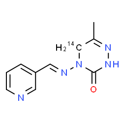 ChemSpider 2D Image | 6-Methyl-4-[(E)-(3-pyridinylmethylene)amino](5-~14~C)-4,5-dihydro-1,2,4-triazin-3(2H)-one | C914CH11N5O