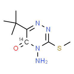 ChemSpider 2D Image | 4-Amino-6-(2-methyl-2-propanyl)-3-(methylsulfanyl)(5-~14~C)-1,2,4-triazin-5(4H)-one | C714CH14N4OS