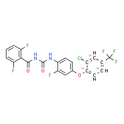 ChemSpider 2D Image | N-[(4-{[2-Chloro-4-(trifluoromethyl)(~14~C_6_)phenyl]oxy}-2-fluorophenyl)carbamoyl]-2,6-difluorobenzamide | C1514C6H11ClF6N2O3