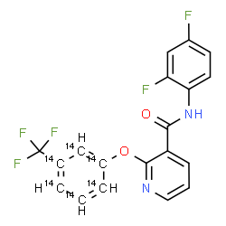 ChemSpider 2D Image | N-(2,4-Difluorophenyl)-2-{[3-(trifluoromethyl)(~14~C_6_)phenyl]oxy}nicotinamide | C1314C6H11F5N2O2