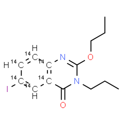 ChemSpider 2D Image | 6-Iodo-2-propoxy-3-propyl-4(3H)-(4a,5,6,7,8,8a-~14~C_6_)quinazolinone | C814C6H17IN2O2