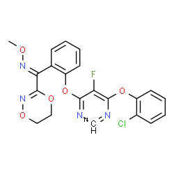 ChemSpider 2D Image | (E)-1-(2-{[6-(2-Chlorophenoxy)-5-fluoro(2-~14~C)-4-pyrimidinyl]oxy}phenyl)-1-(5,6-dihydro-1,4,2-dioxazin-3-yl)-N-methoxymethanimine | C2014CH16ClFN4O5