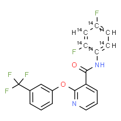 ChemSpider 2D Image | N-[2,4-Difluoro(~14~C_6_)phenyl]-2-[3-(trifluoromethyl)phenoxy]nicotinamide | C1314C6H11F5N2O2