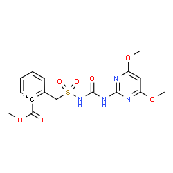 ChemSpider 2D Image | Methyl 2-({[(4,6-dimethoxy-2-pyrimidinyl)carbamoyl]sulfamoyl}methyl)(1-~14~C)benzoate | C1514CH18N4O7S