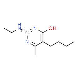 ChemSpider 2D Image | 5-Butyl-2-(ethylamino)-6-methyl-4-(2-~14~C)pyrimidinol | C1014CH19N3O