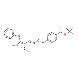 ChemSpider 2D Image | 2-Methyl-2-propanyl 4-({[(E)-{[1,3-dimethyl-5-phenoxy(3-~14~C)-1H-pyrazol-4-yl]methylene}amino]oxy}methyl)benzoate | C2314CH27N3O4