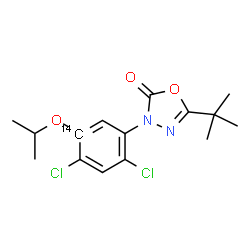 ChemSpider 2D Image | 3-[2,4-Dichloro-5-isopropoxy(5-~14~C)phenyl]-5-(2-methyl-2-propanyl)-1,3,4-oxadiazol-2(3H)-one | C1414CH18Cl2N2O3