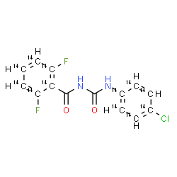 ChemSpider 2D Image | N-{[4-Chloro(~14~C_6_)phenyl]carbamoyl}-2,6-difluoro(~14~C_6_)benzamide | C214C12H9ClF2N2O2