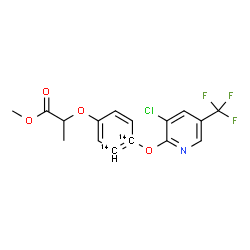 ChemSpider 2D Image | Methyl 2-{[4-{[3-chloro-5-(trifluoromethyl)-2-pyridinyl]oxy}(3,4-~14~C_2_)phenyl]oxy}propanoate | C1414C2H13ClF3NO4
