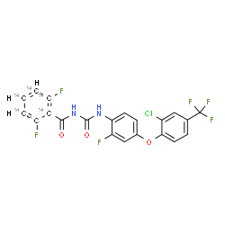 ChemSpider 2D Image | N-({4-[2-Chloro-4-(trifluoromethyl)phenoxy]-2-fluorophenyl}carbamoyl)-2,6-difluoro(~14~C_6_)benzamide | C1514C6H11ClF6N2O3