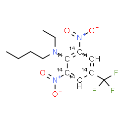 ChemSpider 2D Image | N-Butyl-N-ethyl-2,6-dinitro-4-(trifluoromethyl)(~14~C_6_)aniline | C714C6H16F3N3O4