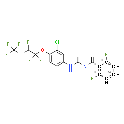 ChemSpider 2D Image | N-({3-Chloro-4-[1,1,2-trifluoro-2-(trifluoromethoxy)ethoxy]phenyl}carbamoyl)-2,6-difluoro(~14~C_6_)benzamide | C1114C6H9ClF8N2O4
